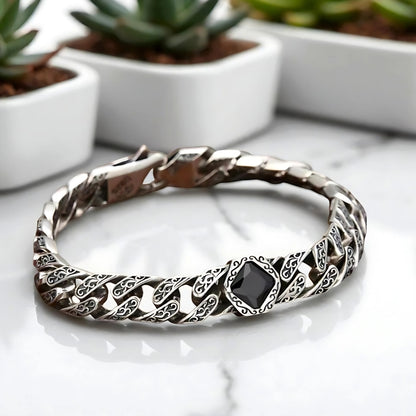 bracelet homme deep soul lozange couleur noir presentation marbre