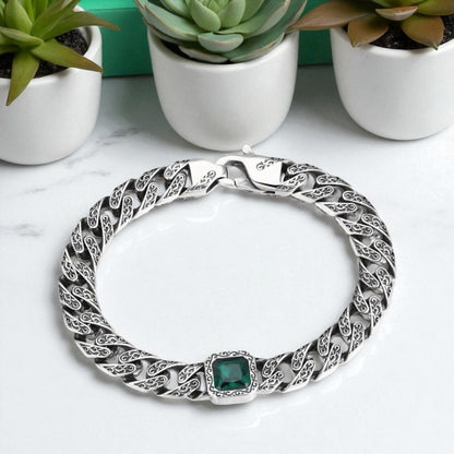 bracelet homme deep soul pierre carré verte presentation plantes marbre