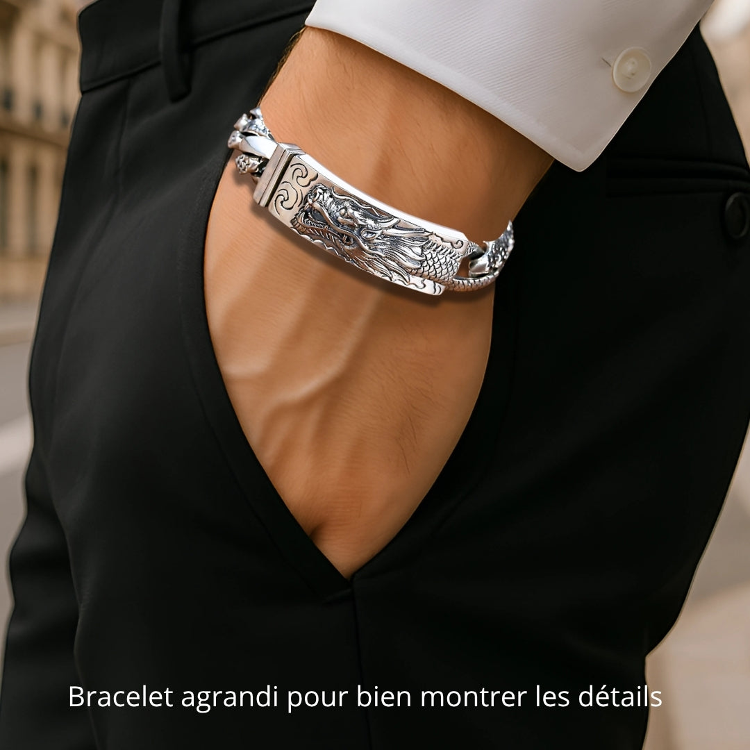 bracelet homme dragon head argent poignet homme élégant