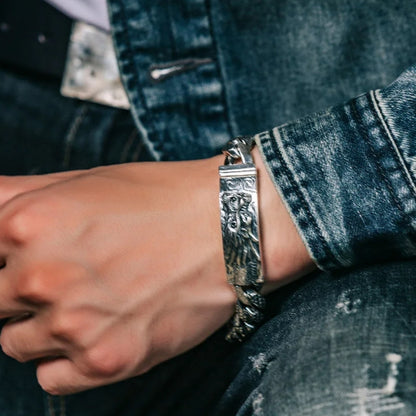 bracelet homme dragon head argent poignet jeans