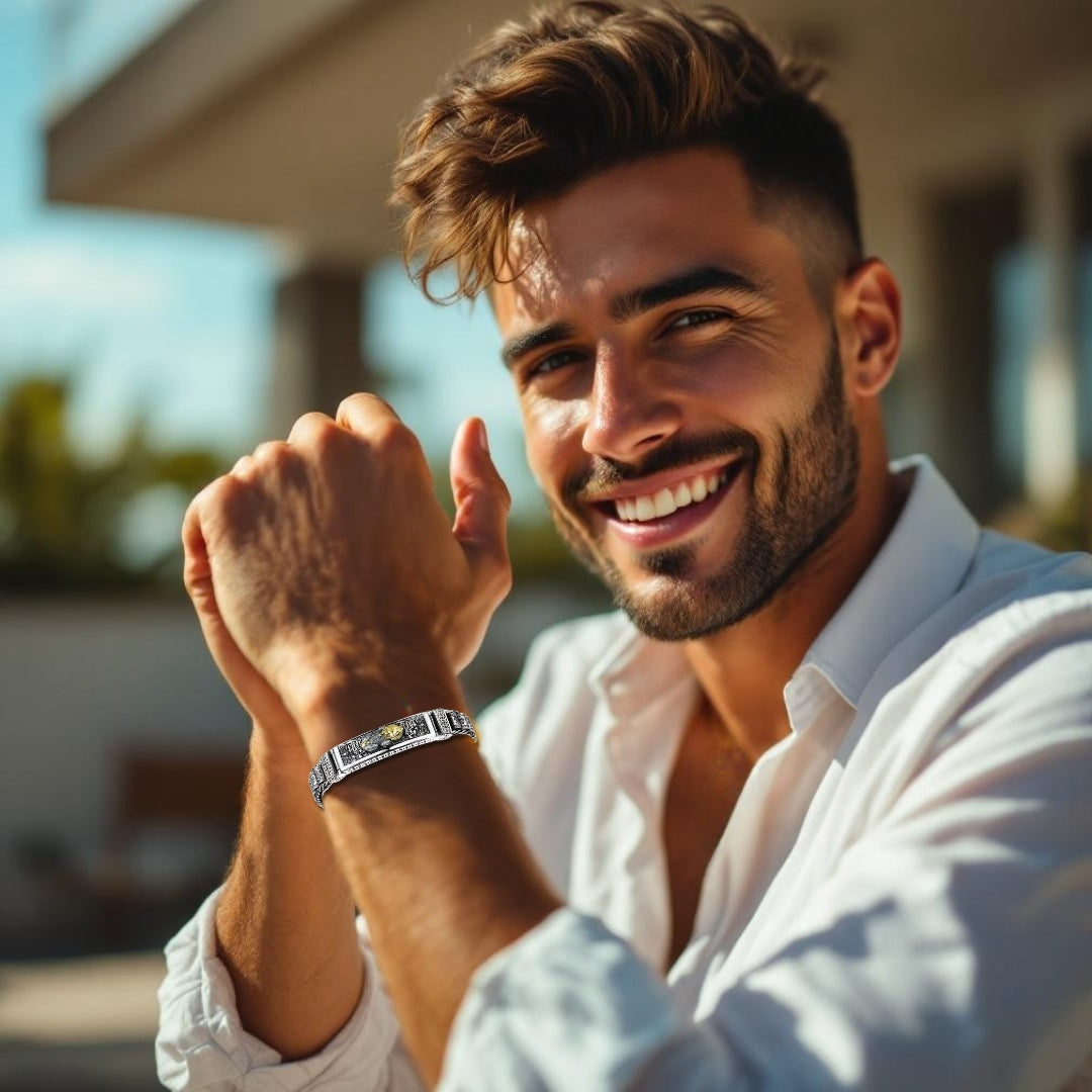 bracelet homme dragon pixiu acier inoxydable homme élégant hemise blanche