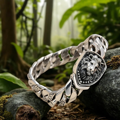 bracelet homme lion jungle presentation pierres bois
