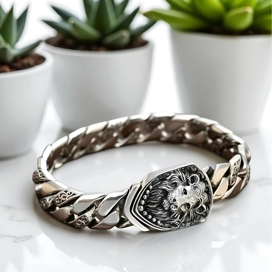 bracelet homme lion plantes marbre presentation 
