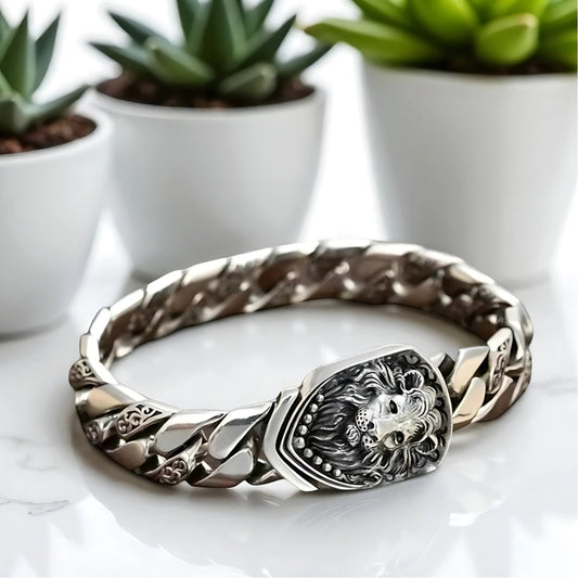 bracelet homme lion plantes marbre presentation 
