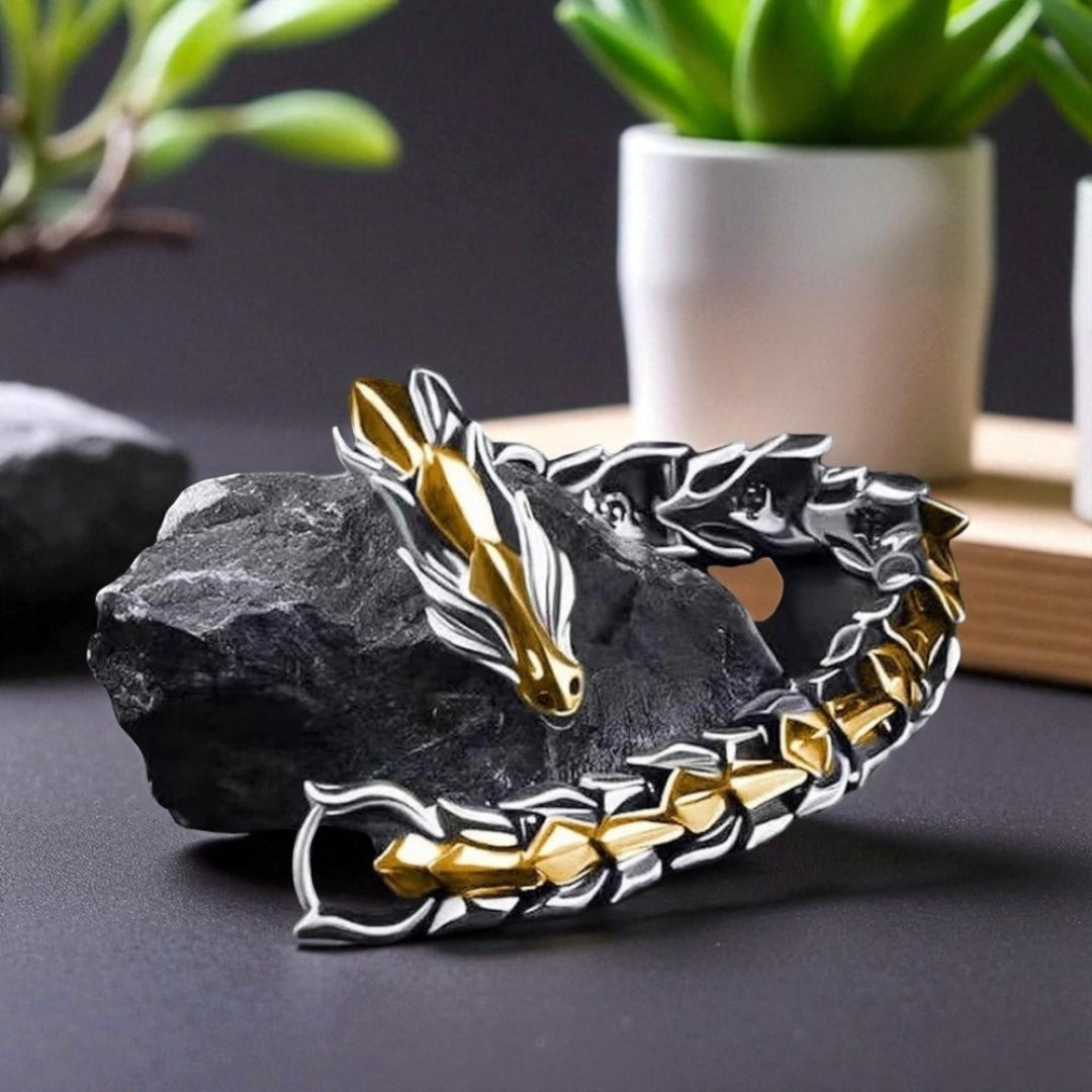 bracelet homme dragon bi couleur plantes pierre