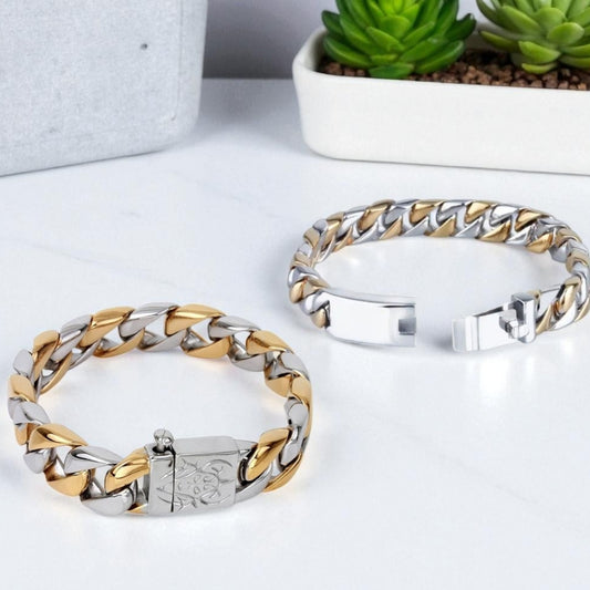 bracelet homme luxe silver and gold plantes table marbre presentation