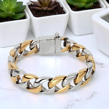 bracelet homme luxe silver and gold plantes table marbre presentation 16 mm derriere