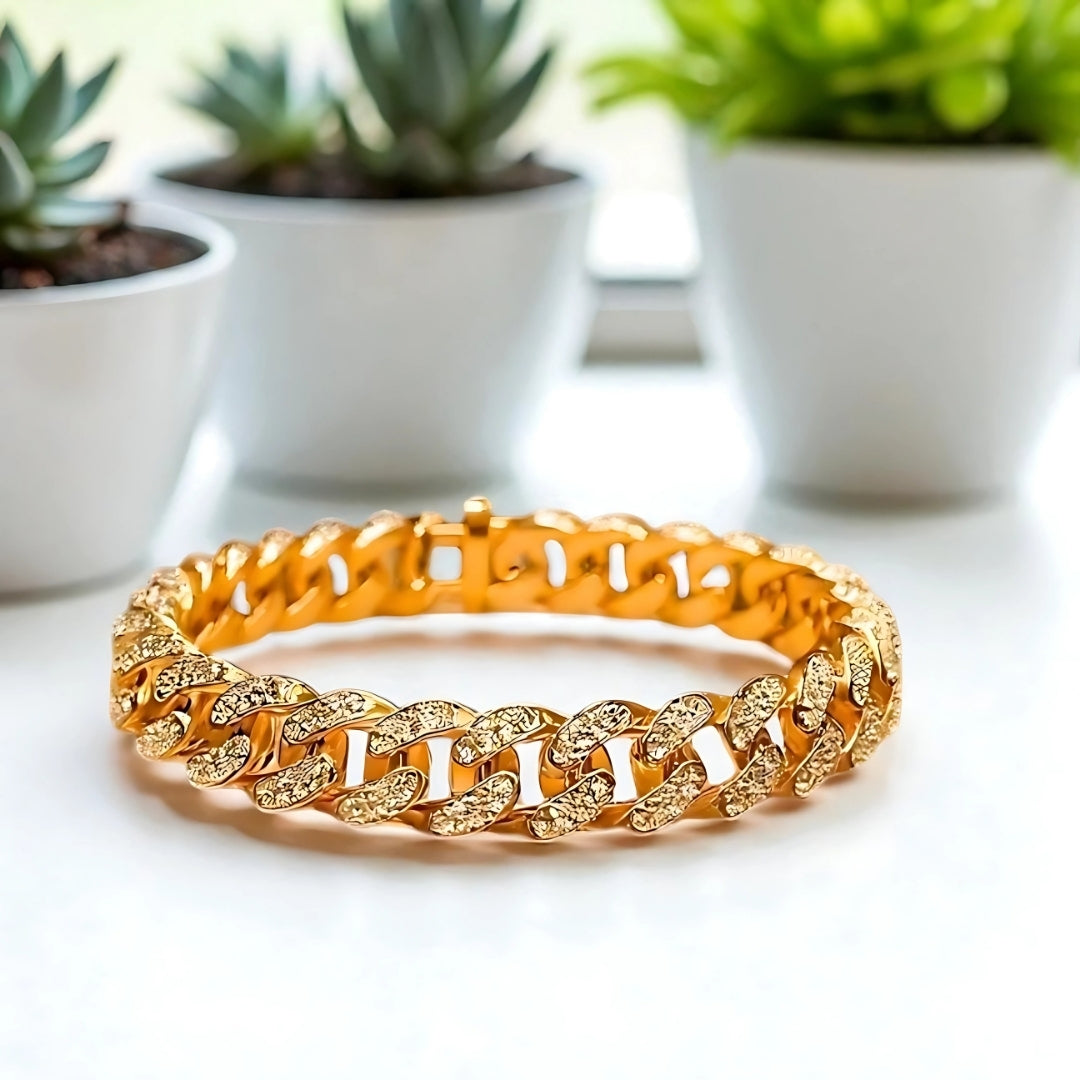 bracelet homme luxe tendance brillant doré plantes marbre