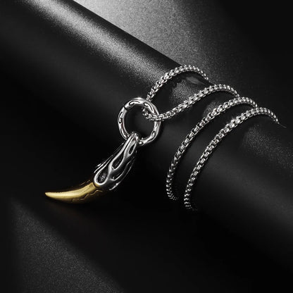 collier-homme-pendentif-griffe dragon-or et argent-chaine