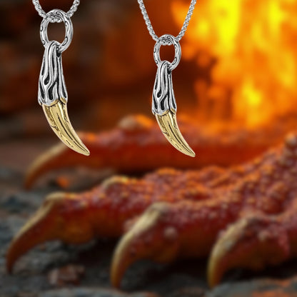 collier-homme-pendentif-griffe dragon-or et argent-patte-griffe