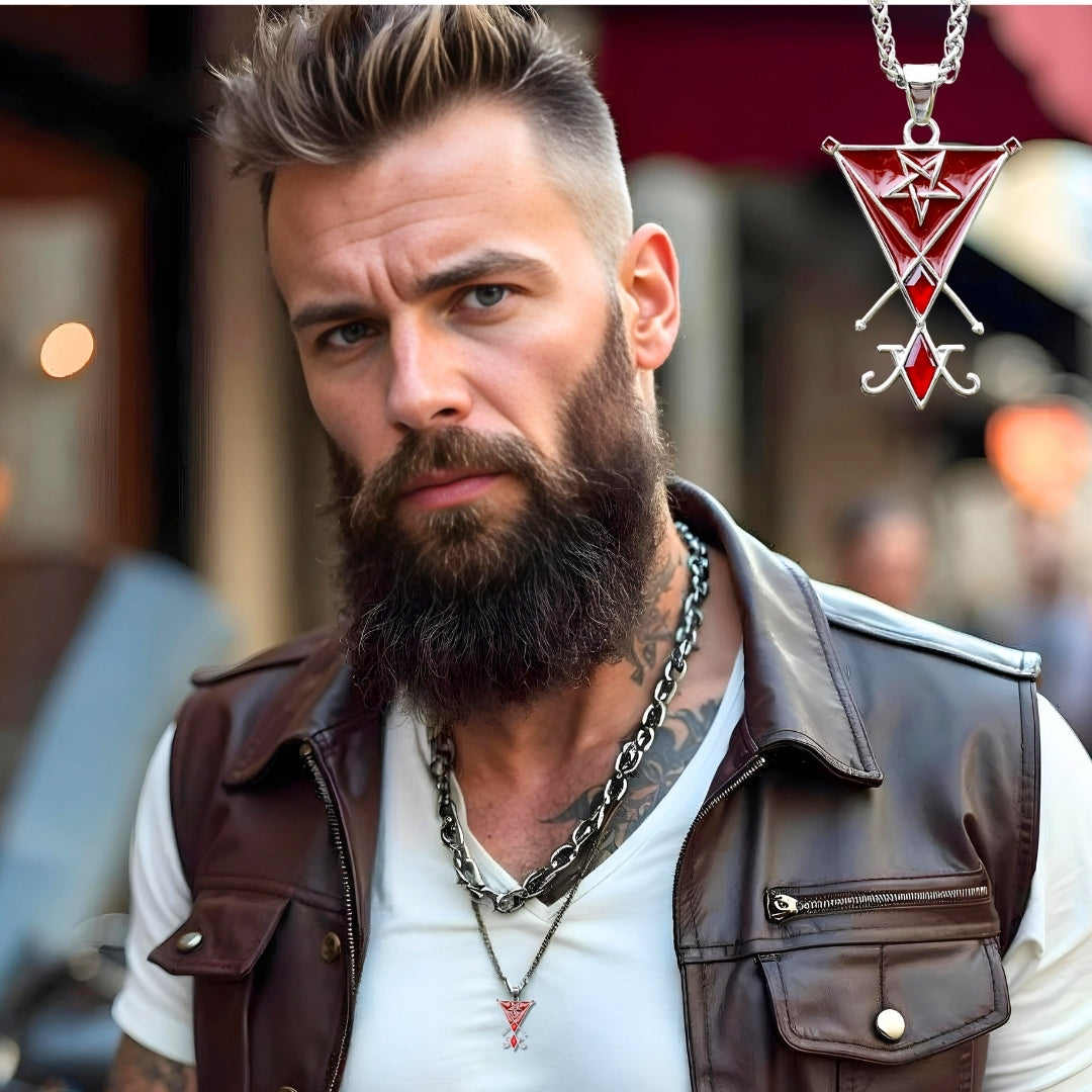 collier homme-pendentif-rouge-lucifer-homme-motard-Paris