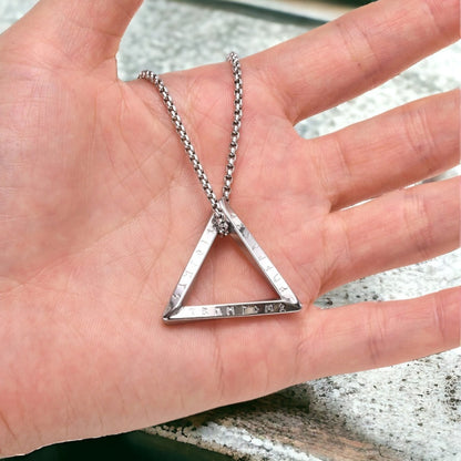 collier homme, pendentif "RUNIK TRIANGLE argent main 