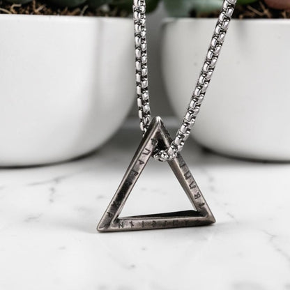 collier homme, pendentif "RUNIK TRIANGLE variante acier