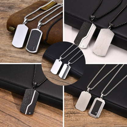 Collier homme luxe, pendentif Plaque "Vanguard" | Bicolore
