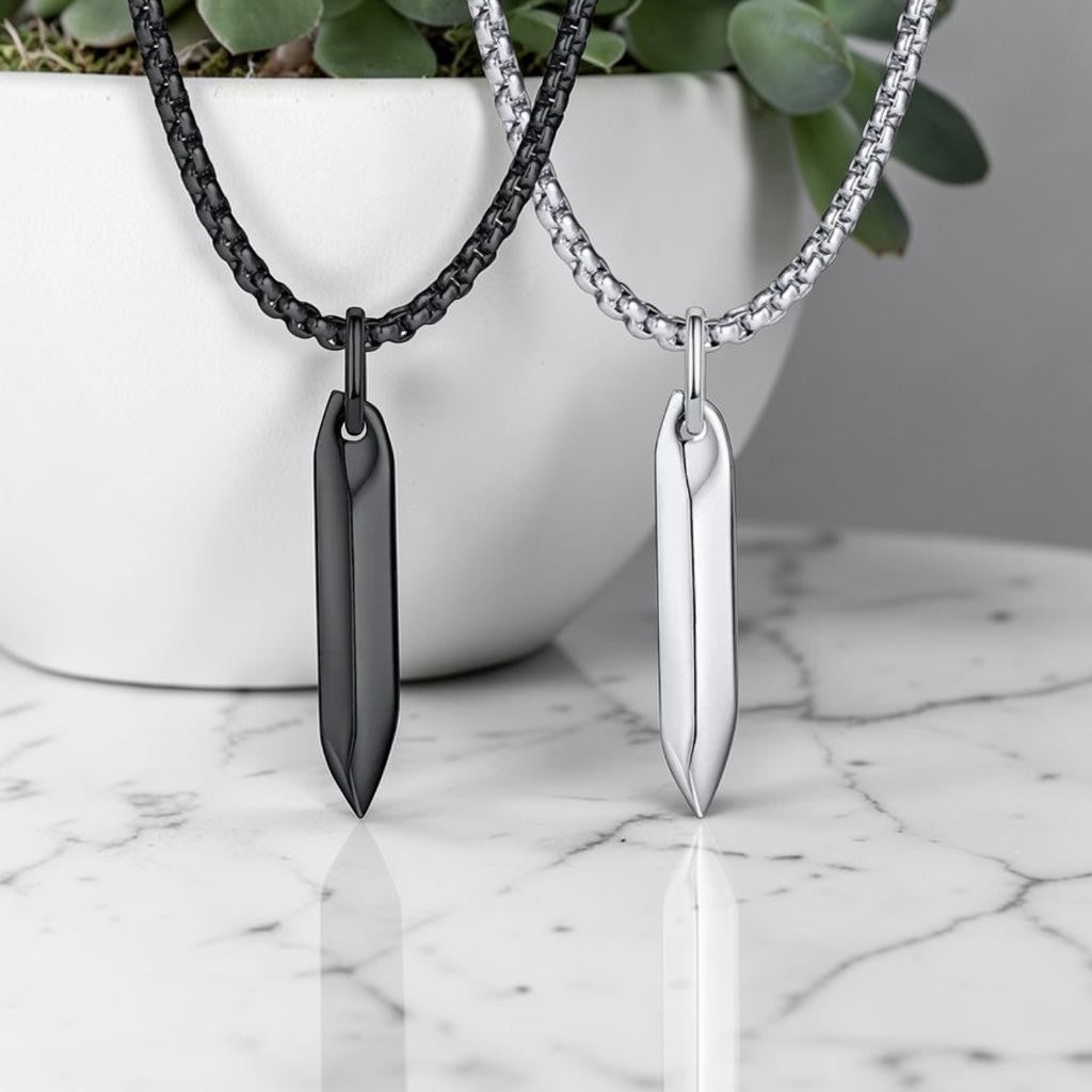 Collier homme, pendentif LE CRYSTALÉ™ | Pendentif en acier inoxydable