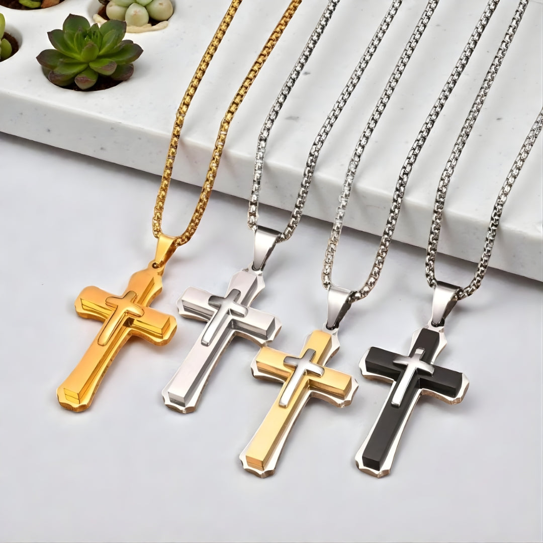 Collier homme, pendentif croix, CROIX SUR CROIX II™ | un symbole de foi et de protection
