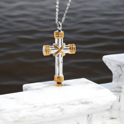 Collier homme, pendentif croix ROPICROSS™ variantes argent dore eau 